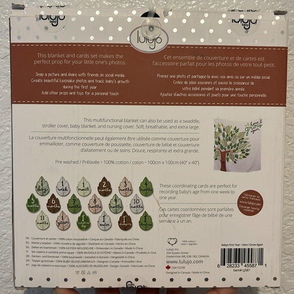 Lulujo Baby’s First Year blanket & milestone card set “Here I Grow Again” - Picture 2 of 3